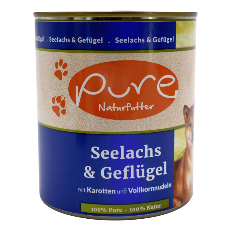 PURE Hundemenü Seelachs & Geflügel 800g mit Hirse & Karotten